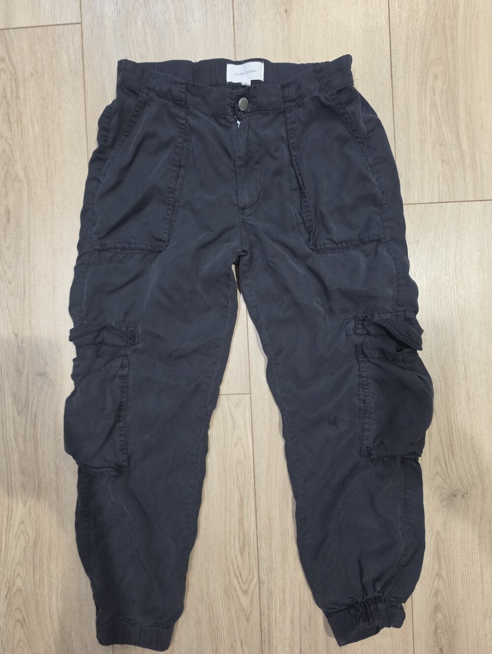 Dear John Black Cargo Pants Women's Small Utility Parachute Jogger Tencel